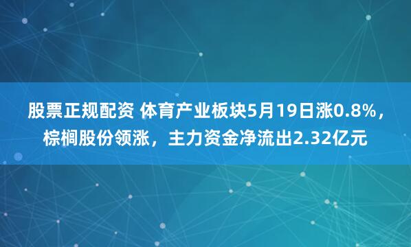 股票正规配资 体育产业板块5月19日涨0.8%，棕榈股份领涨，主力资金净流出2.32亿元
