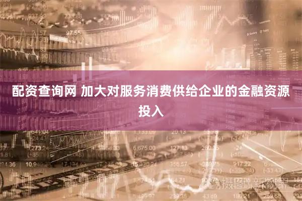 配资查询网 加大对服务消费供给企业的金融资源投入